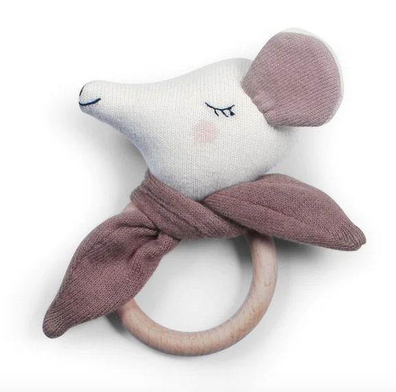 Mouse Teething Ring Fawn - Baba Box